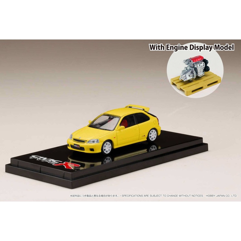 1/64 Honda CIVIC TYPE R (EK9) with Engine Display Model Sunlight Yellow