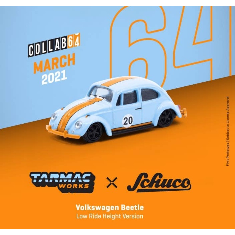1/64 Volkswagen Beetle Blue / Orange Low Ride Height