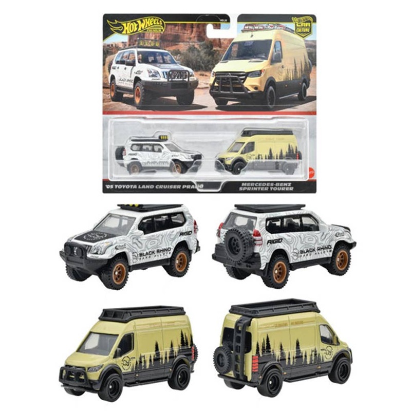 Hot Wheels Premium 2 Pack Mercedes-Benz Sprinter Tourer / '05 Toyota Land Cruiser Prado (HRR76-9866)