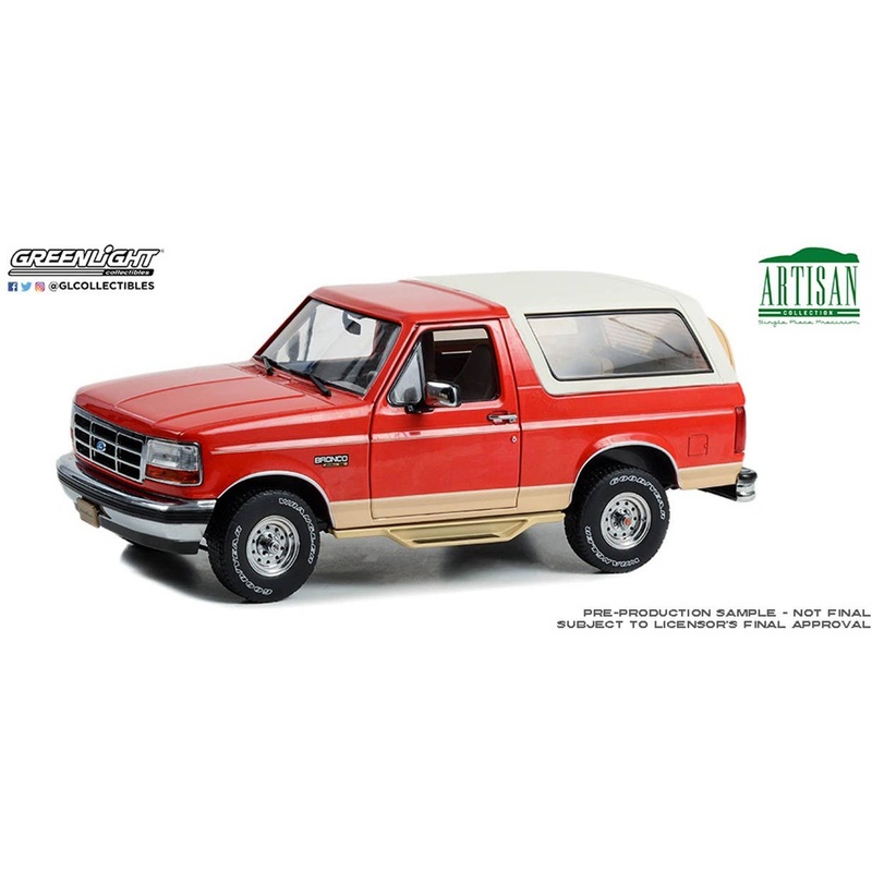 1/18 GreenLight Artisan Collection - 1994 Ford Bronco - Eddie Bauer Edition - Electric Red Metallic and Tucson Bronze