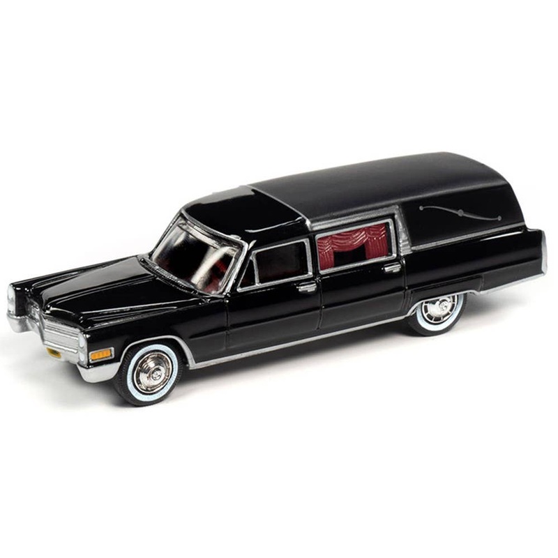 1/64 Johnny Lightning 1966 Cadillac Hearse in Black