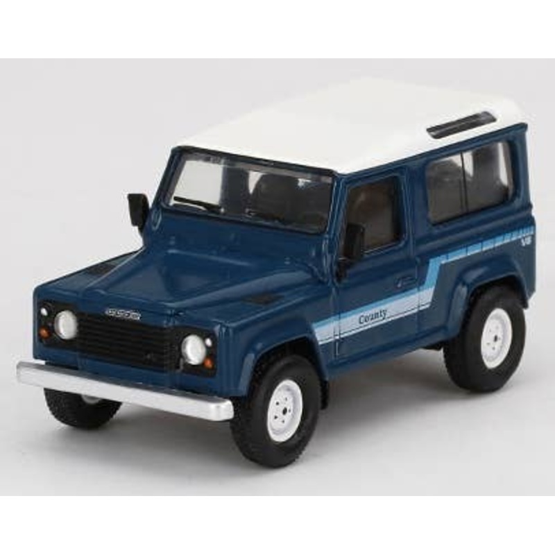 1/64 Land Rover Defender 90 County Wagon Stratos Blue (Left-Hand Drive)