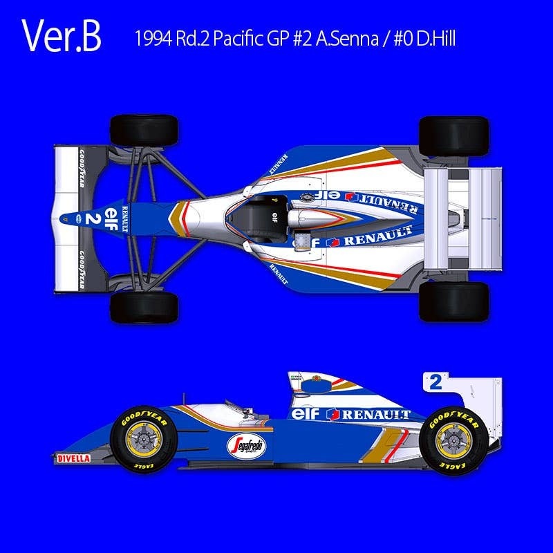 1/20 K738 Williams FW16 Ver.B: 1994 Rd.2 Pacific GP #2 A.Senna/#0 D.Hill Full Detail Kit