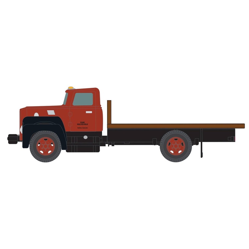 1/87 International R-190 Flatbed Truck (Maroon) Drum included