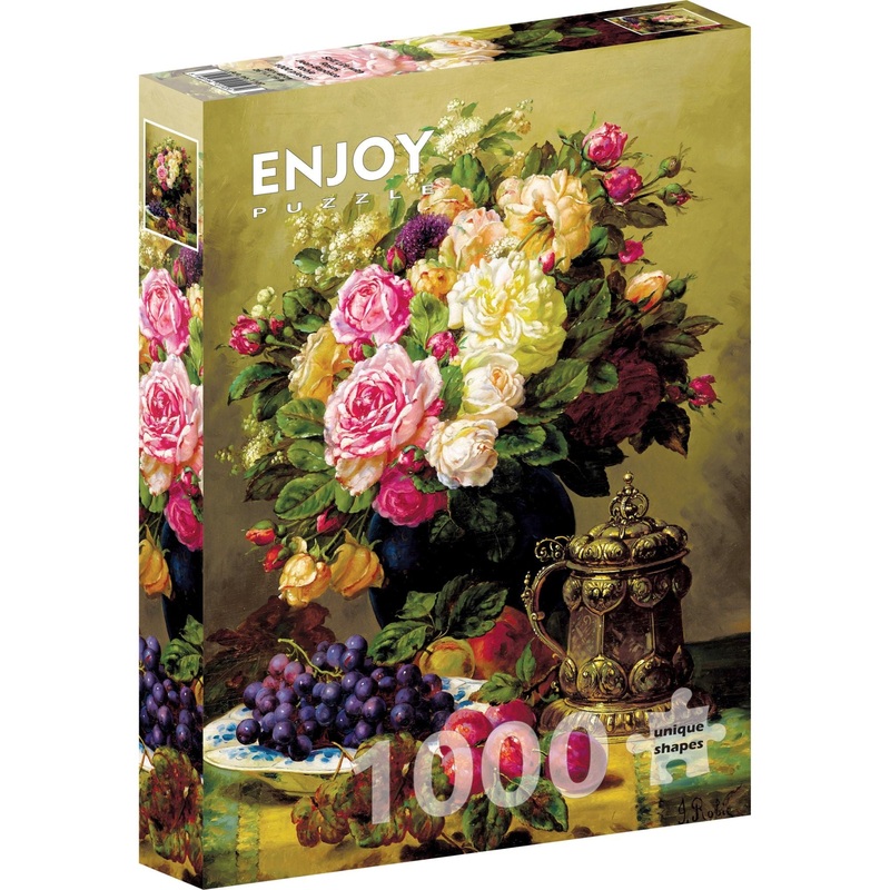 Puzzle 1000 pezzi - Jean-Baptiste Robie: Still Life with Roses