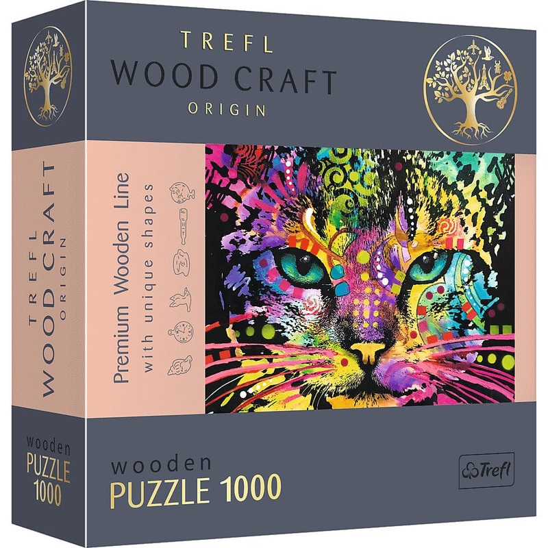 1000 Piece Woodcraft Puzzle - Colorful Cat