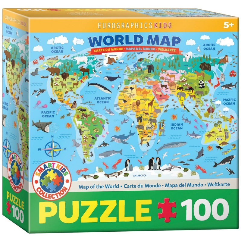 100 Piece Puzzle - Map World Illustrated 100-Piece Puzzle