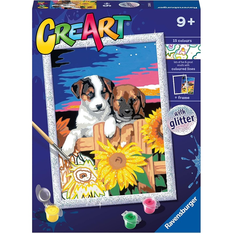 CreArt Series D Classic - Puppies with sunflowers