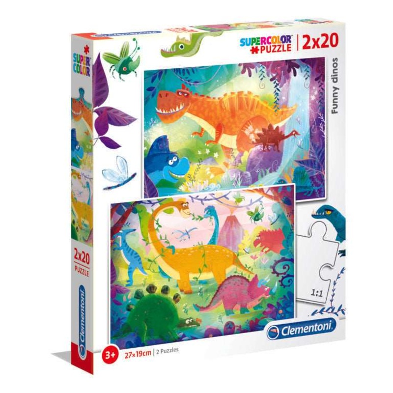 2 20 piece jigsaw puzzles - Funny Dinos