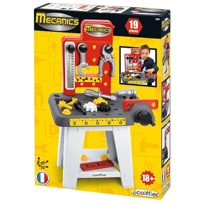 Red work table with tool case 19 pcs