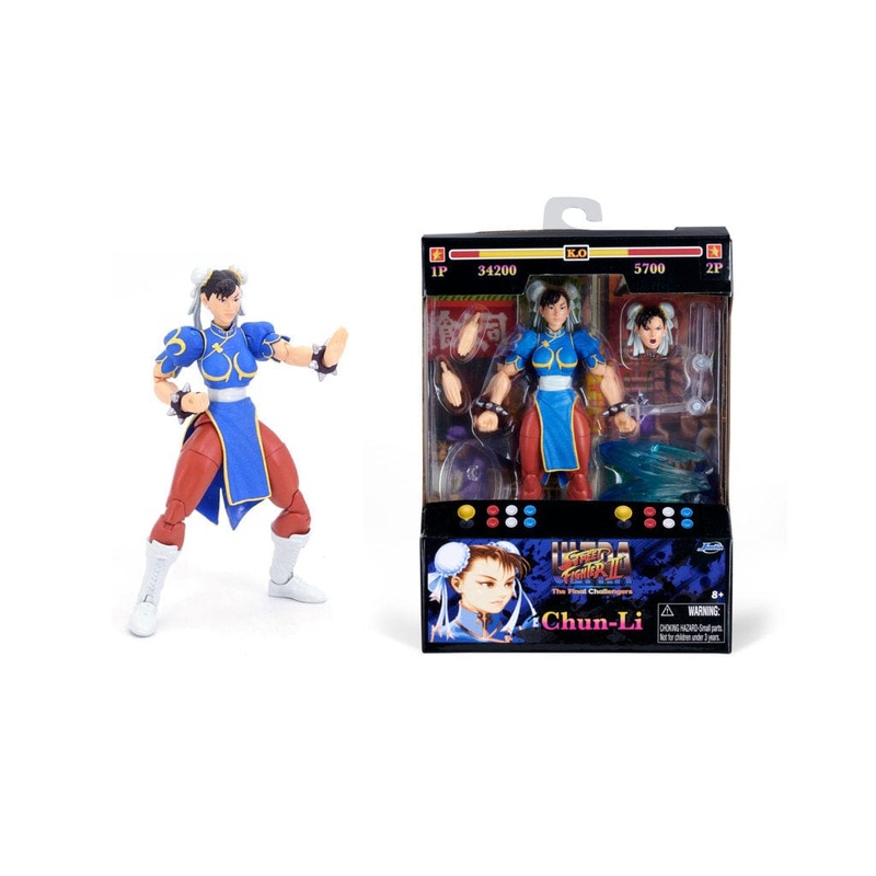 Street Fighter II Chun-Li Character cm.15 articulated cult pop collectible character, 25 points of articulation, interchangeable hands and head, accessories