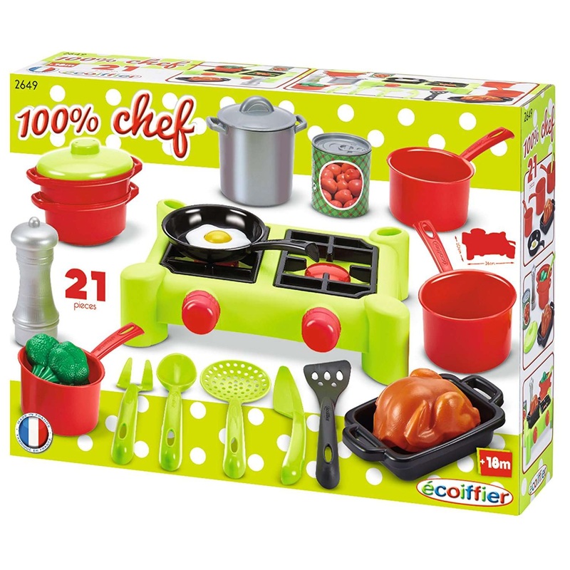 100% Chef Kitchen crockery set with stove 21 pcs